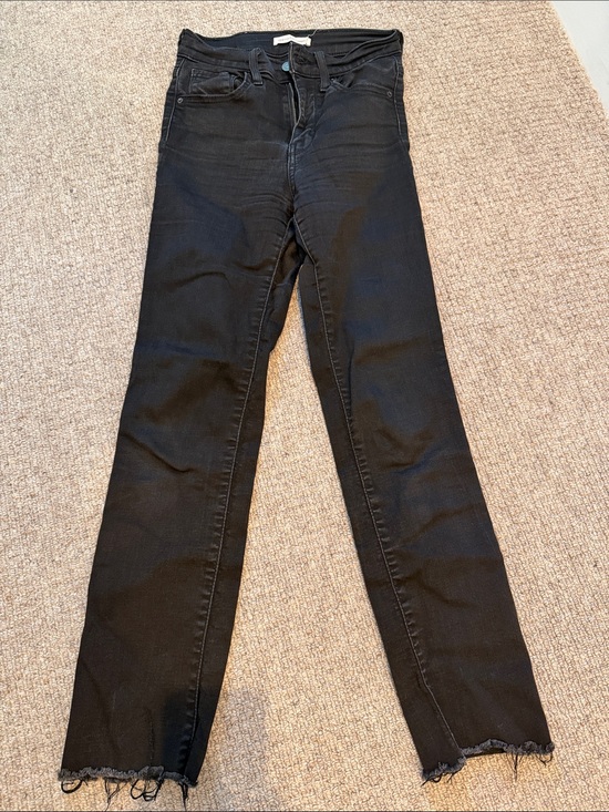 Levi's Denim - Levi's Black Straight-Leg Jeans with Raw Hem